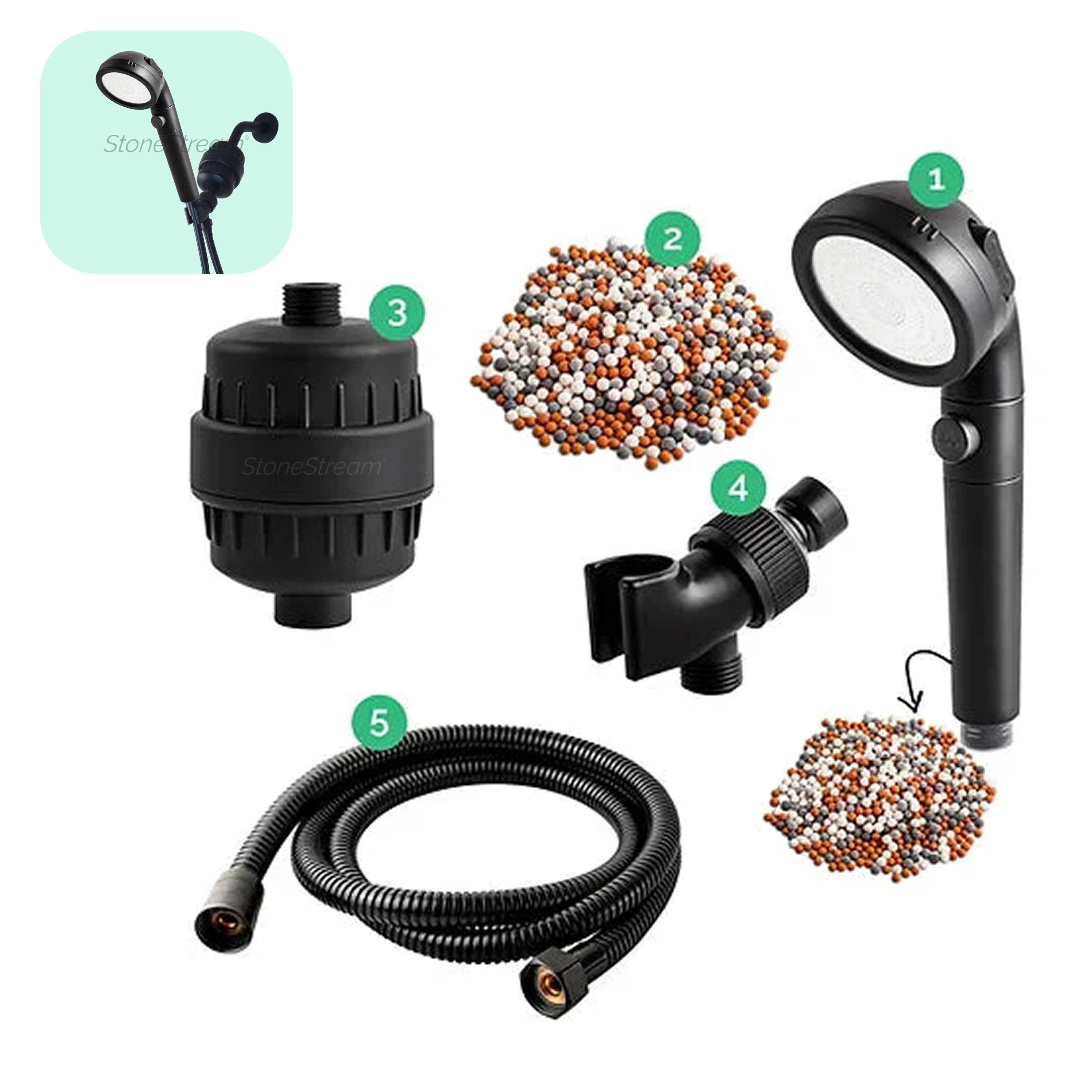 Black Ecopower Shower Head