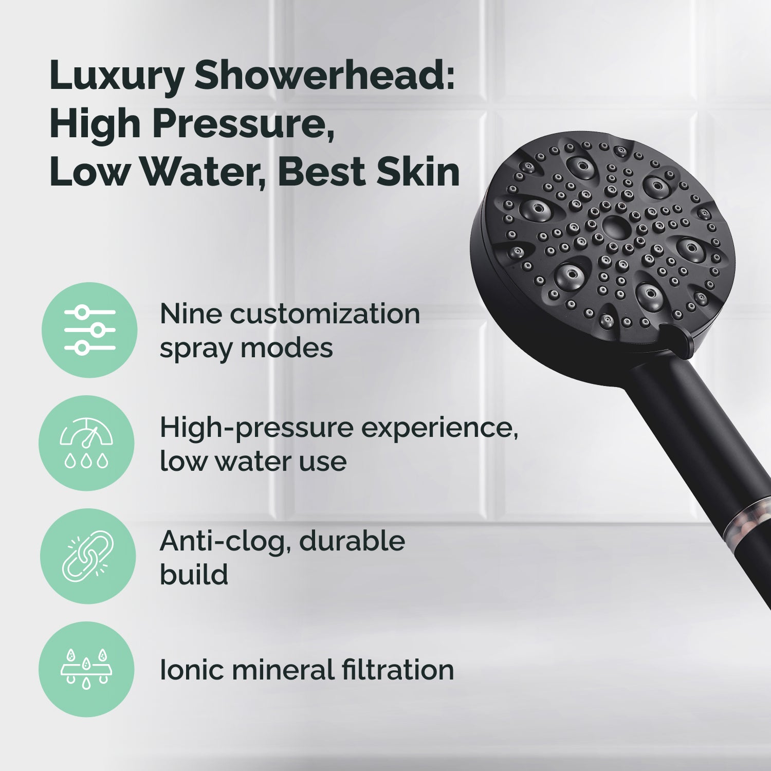 9-Mode Luxury Hard Water Filtration Shower Head Kit