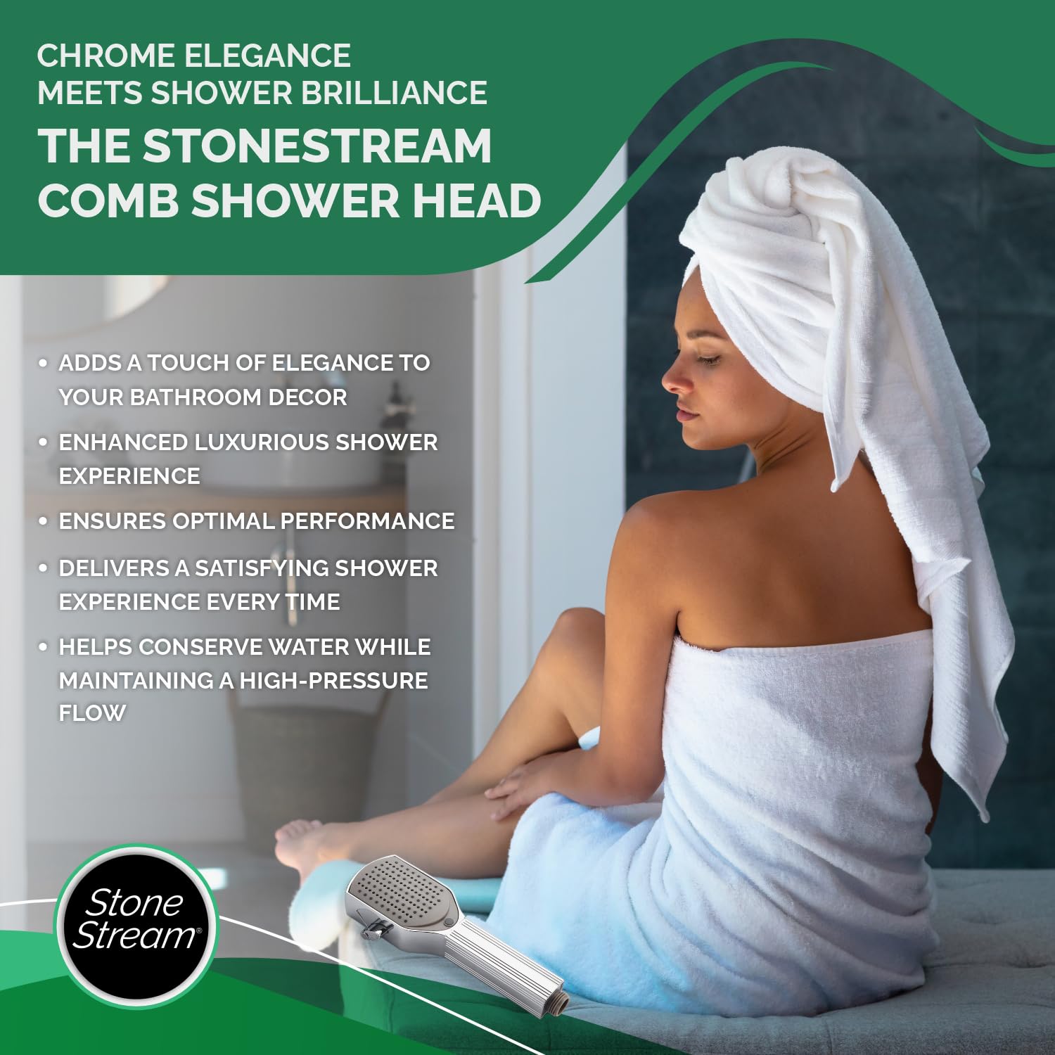 Eco-friendly handheld shower head with pressure control