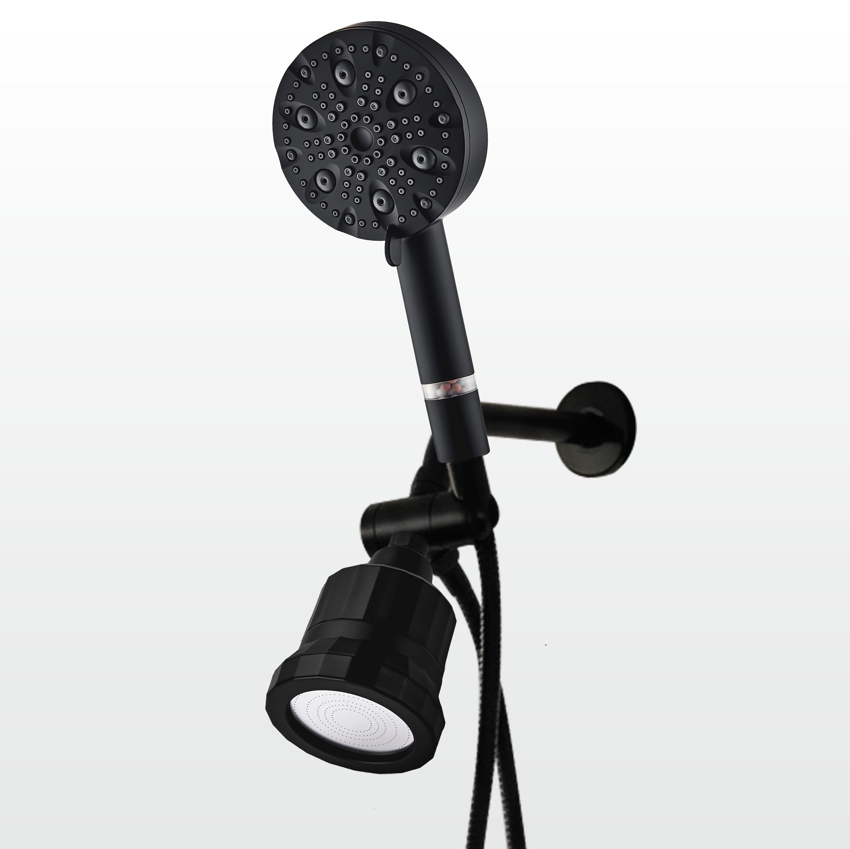9-Mode Luxury Handheld &amp; Wall Combo Shower Head with Filtration Kit - Black