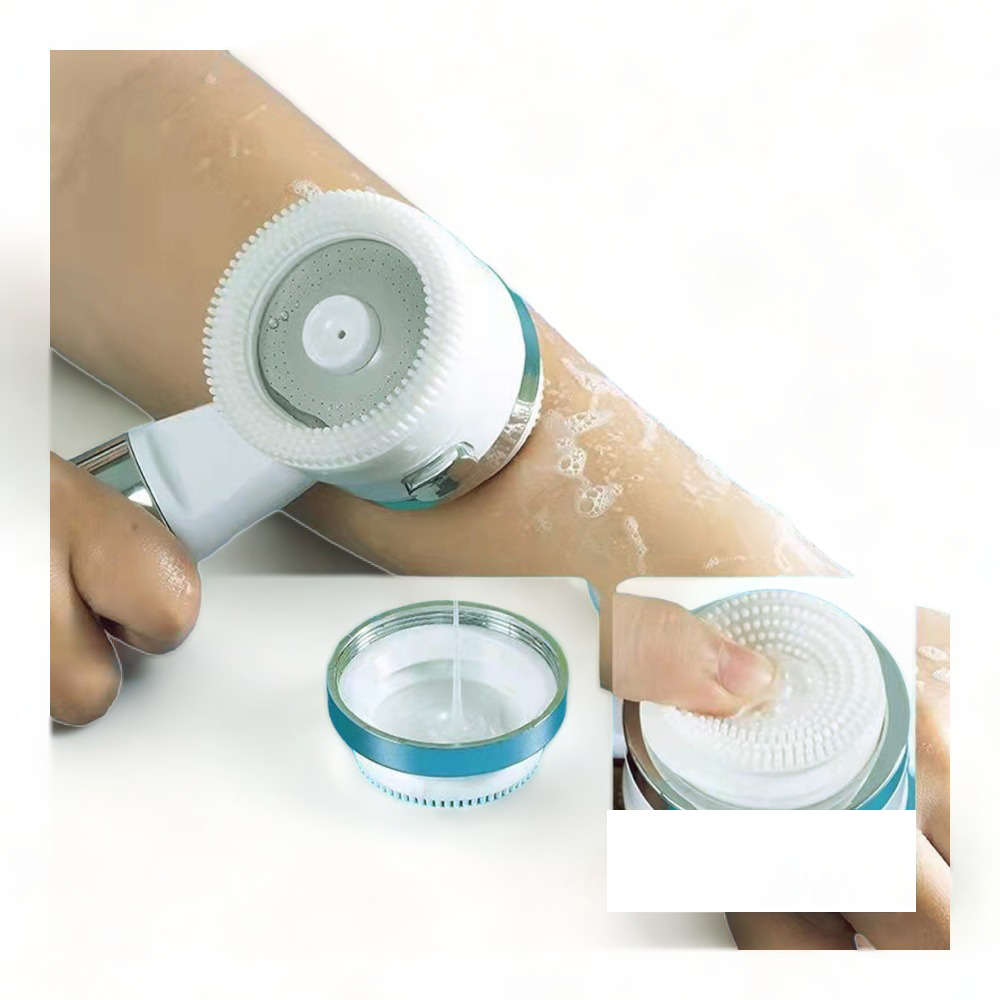 Innovative hand-held shower head with built-in gel dispenser
